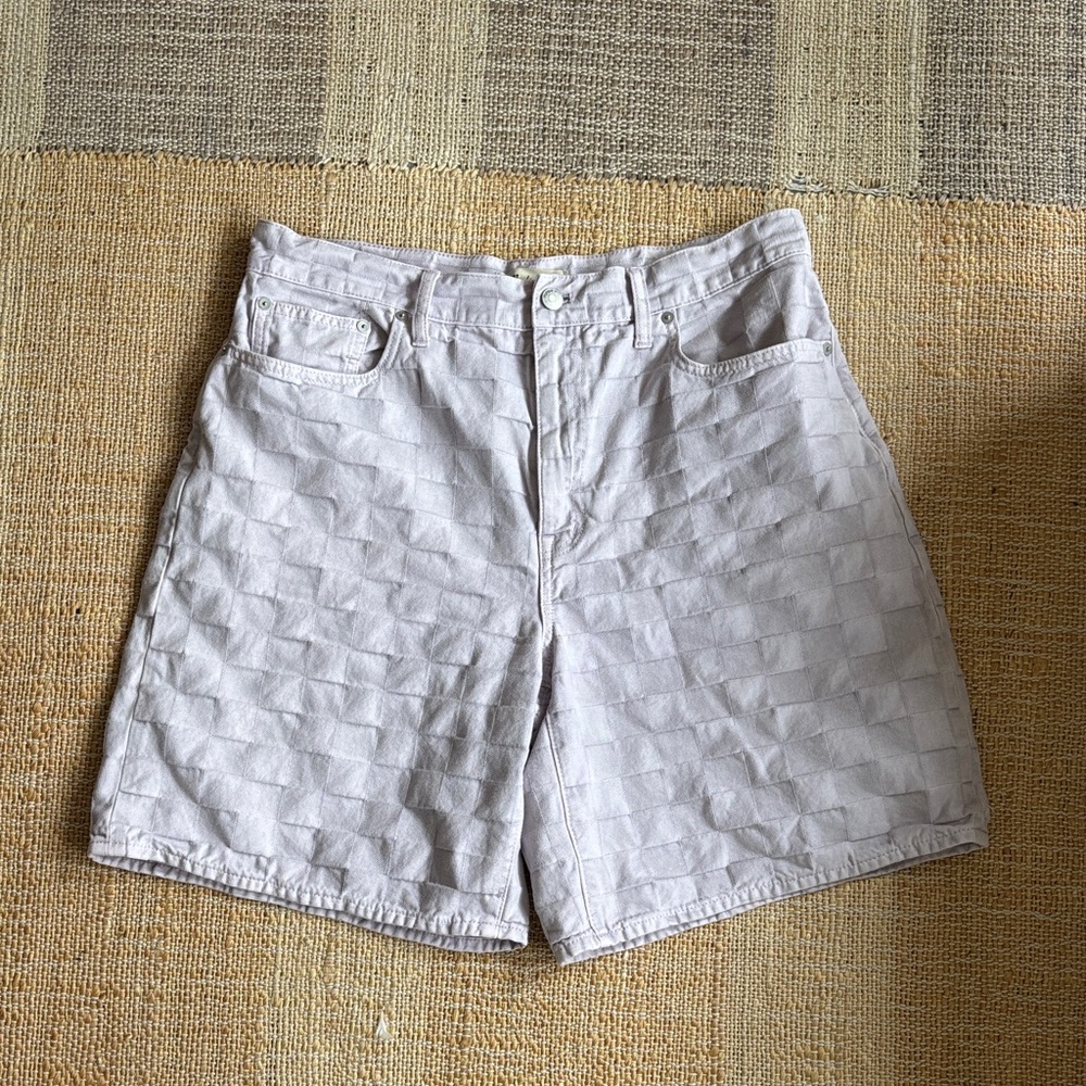 Madewell Textured Jacquard Checkerboard Bermuda Shorts size 31 in dusty mauve